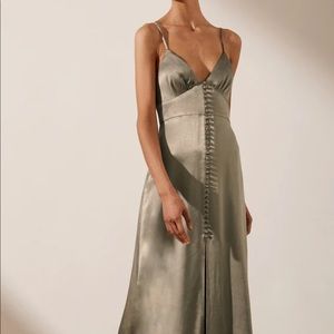 Shona Joy LA LUNE COCKTAIL MIDI DRESS - SAGE